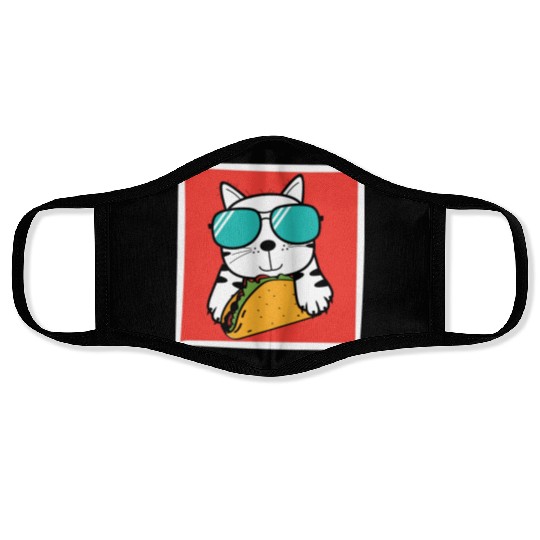 Cool Cat Taco Lover Face Masks