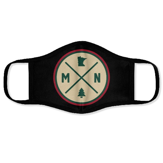Minnesota Mn Circle Patch Red And Green Face Masks