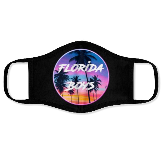 Florida Boys Palm Trees Sunset Face Masks