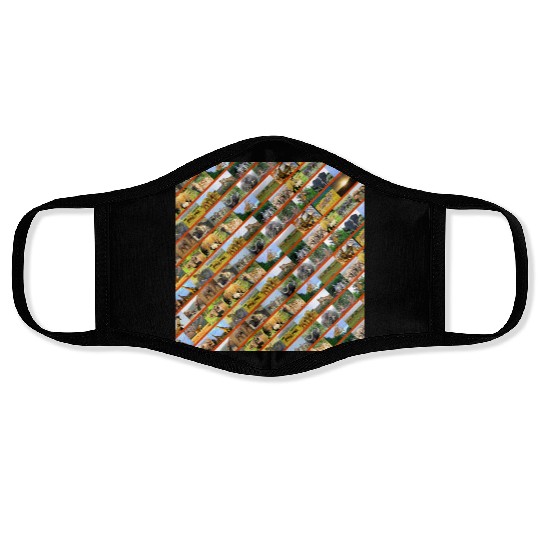 Wildlife Stripe orange Collage Face Masks