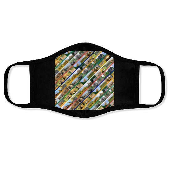 Wildlife Stripe Multi Color Collage Face Masks