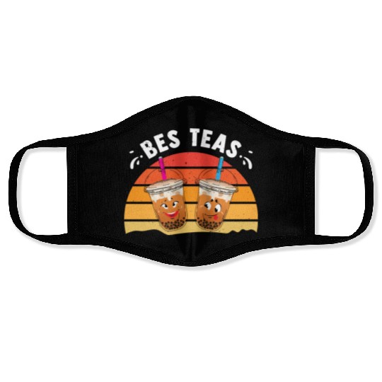 Bes Teas Funny Matching Friends Bubble Tea Lover Face Masks