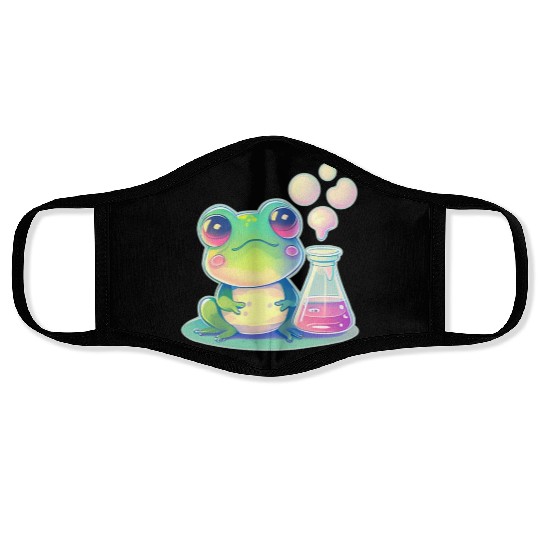 Science Cute Chemistry Nerd Kawaii Frog Animals Ch Face Masks