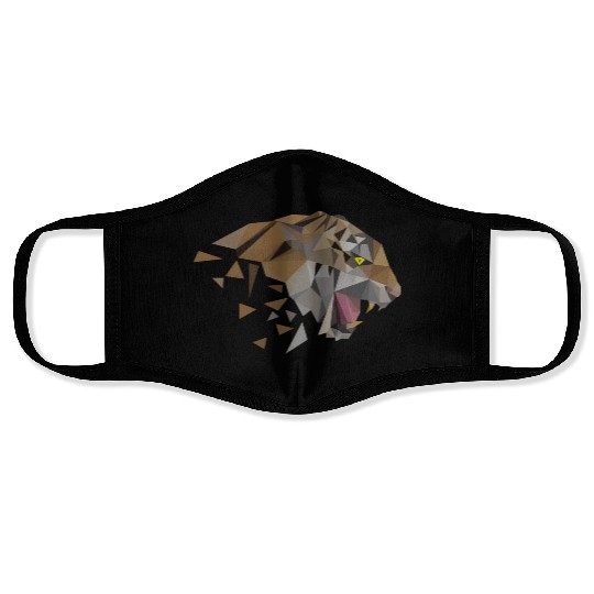 Low Poly Triangular Tiger Head Wild Animal Face Masks