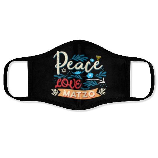 Passover Peace Love Matzo Funny Seder Jewish Holid Face Masks
