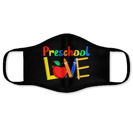 Love Preschool Teacher Back To School Love Teachin Face Masks