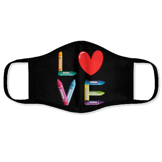 Pre-K Teacher Preschool Day Love Teachers Crayon Face Masks