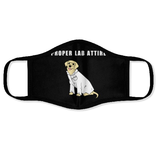 Proper Lab Attire Laboratory Dog Pun Science Face Masks