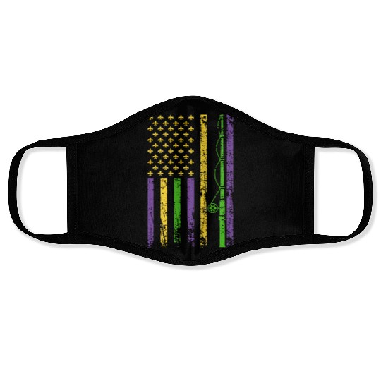 American Sports Flag Fishing Rod Sporty Mardi Gras Face Masks