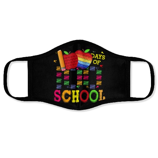 100Th Day Of School Teachers Child Happy 100 Days Face Masks