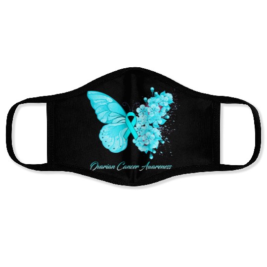 Ovarian Cancer Awareness Ribbon Teal Ovarian Cance Face Masks