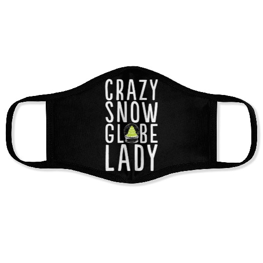 Crazy Snow Globe Lady Snow Globe Face Masks