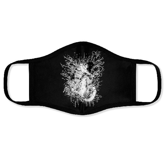 Motorcycle Off-road Ride Tattoo Splash Style Face Masks