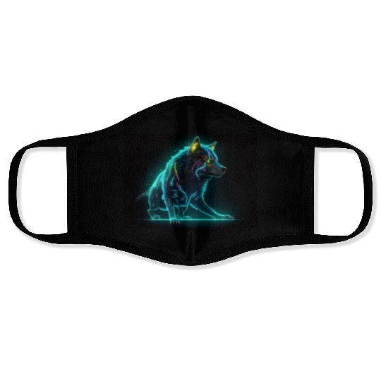 Neon Moon Wolf Face Masks