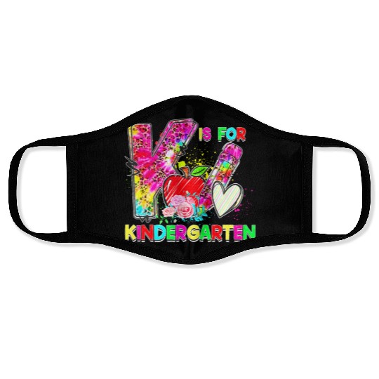 Tie Dye Leopard K Is For Kindergarten Teacher Back Face Masks