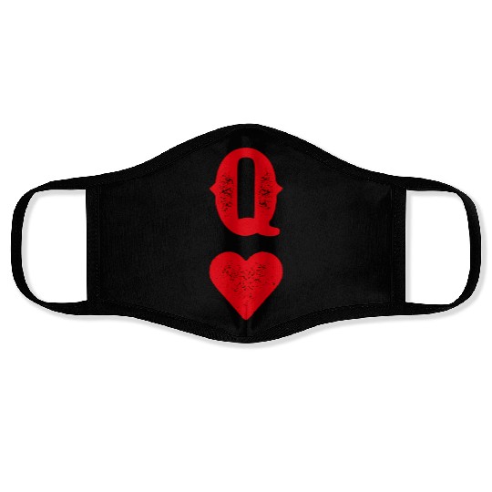 Queen Of Hearts Blackjack Cards Poker 21 Q Face Masks