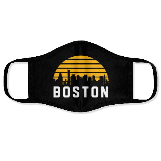 Boston Massachusetts Cityscape Yellow Face Masks