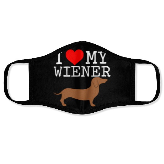 I Love My Wiener Dachshund Weiner Dog Face Masks