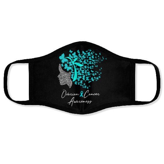 Ovarian Cancer Awareness Teal Butterflies Face Masks