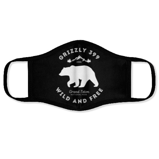 Grizzly 399 Wild Free Grand Teton National Park Face Masks