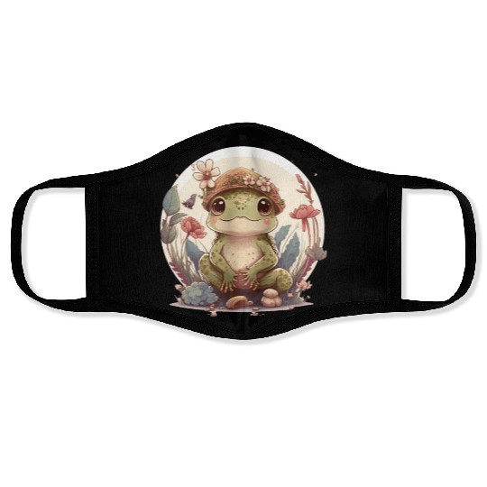 Cute Cottagecore Baby Frog Toad Frog Lovers Face Masks