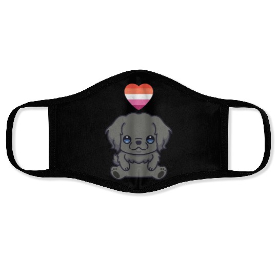 Lesbian Newfoundland Dog Lgbtq Pride Flag Anime Face Masks