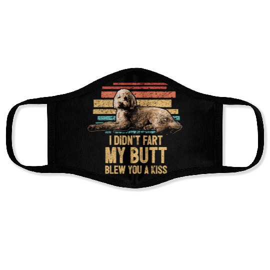 Blew You A Kiss Funny Goldendoodle Dog Mom Doodle Face Masks