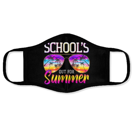 Last Day Of School Schools Out For Summer Teacher Face Masks