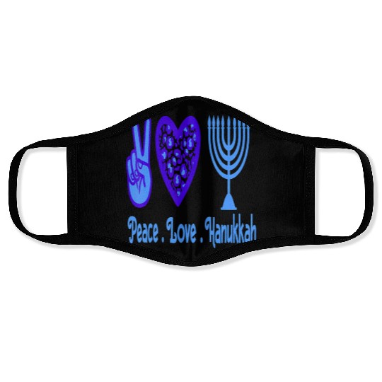 Peace Love Hanukkah 2021 Jewish Menorah Hanukkah C Face Masks