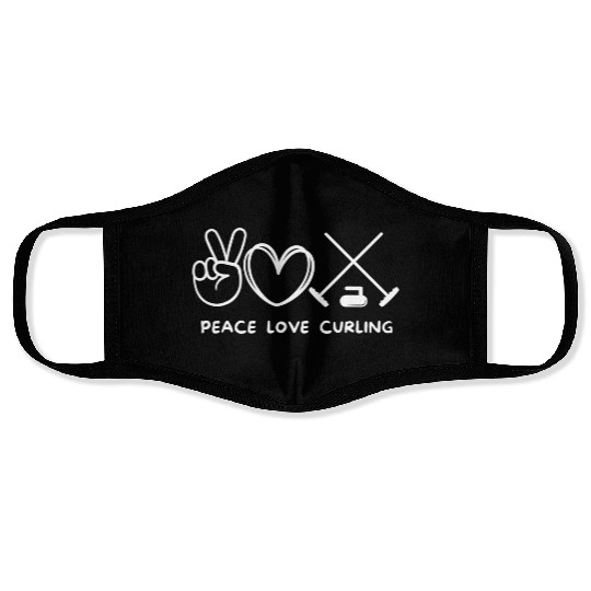 Peace Love Curling Retro Curling Lover Sport Lover Face Masks