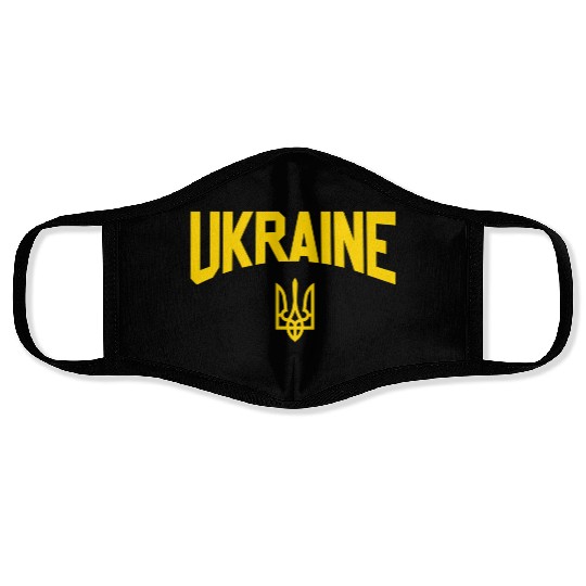 52373 Ukraine Flag Trident Face Masks