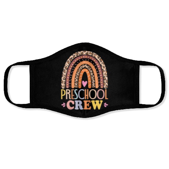 Preschool Crew Cute Leopard Rainbow Back To School Face Masks