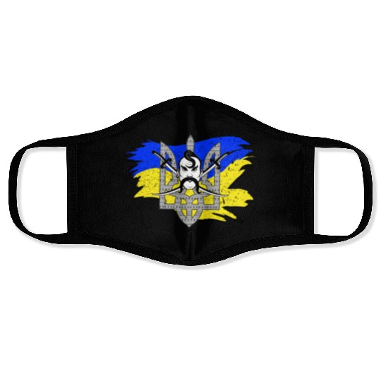 Ukraine Flag Cossack Warrior Ukrainian Tryzub Face Masks
