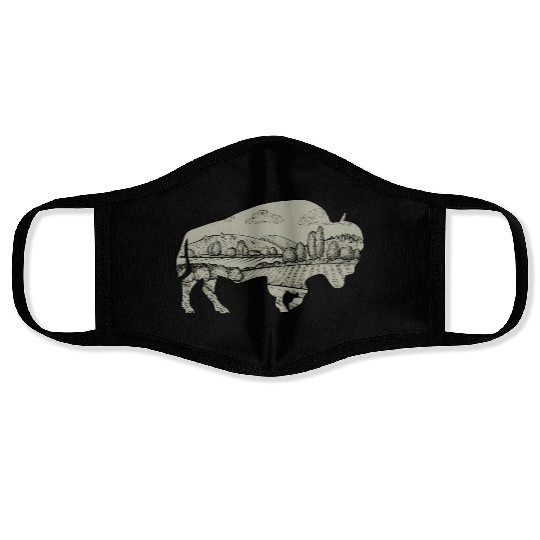 Landscape Buffalo Bison Face Masks
