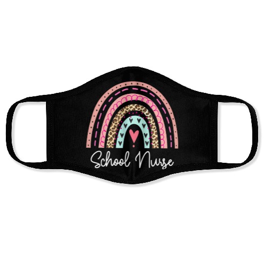 School Nurse Rainbow Leopard Back To School Apprec Face Masks