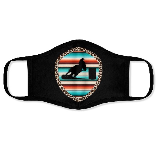 Horse Barrel Racing Serape Leopard Pattern Rodeo Face Masks