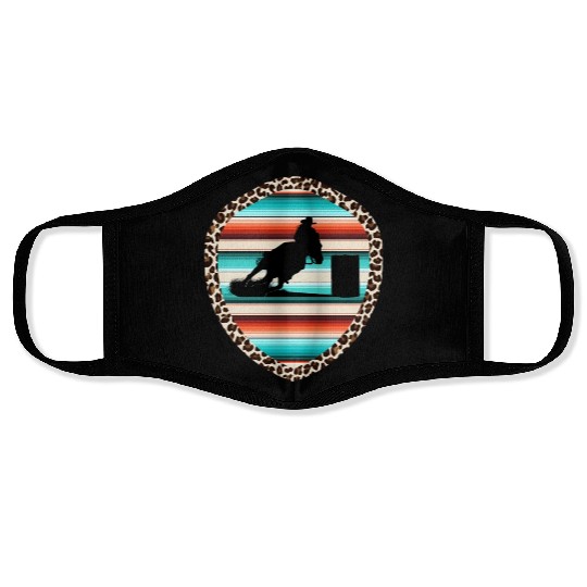 Horse Barrel Racing Serape Leopard Pattern Rodeo Face Masks