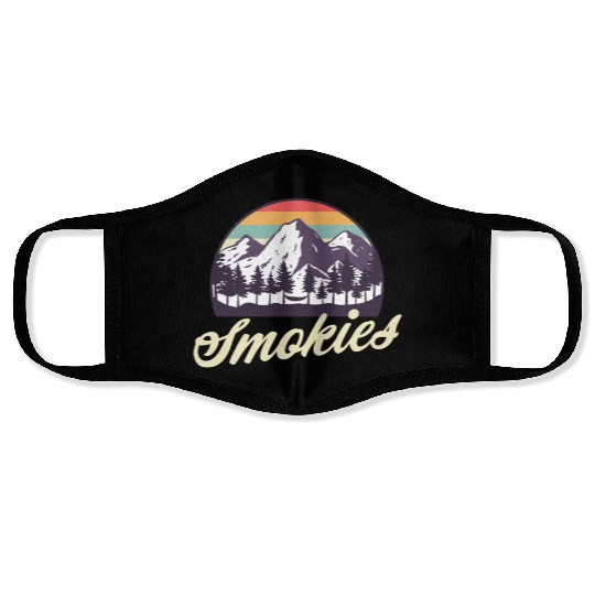 Retro Lake Tahoe Mountains Distressed Face Masks