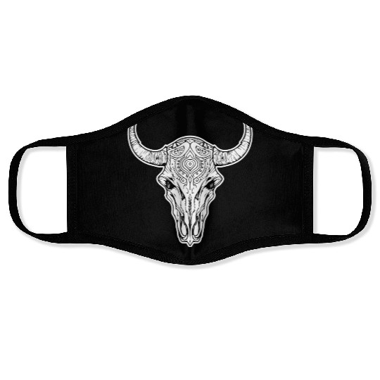 Cow Skull Boho Face Masks