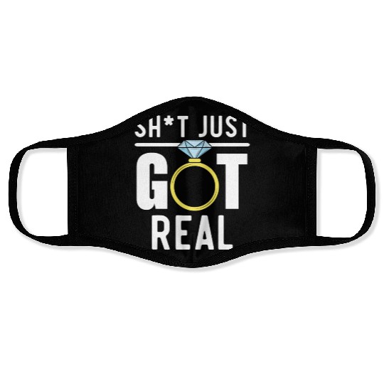 Bride And Groom Wedding Day Marriage Just Married Face Masks