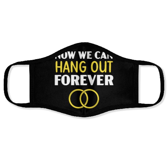 Bride And Groom Wedding Day Marriage Just Married Face Masks