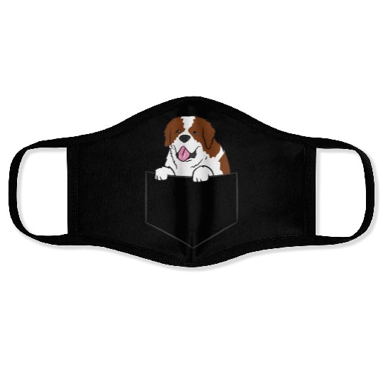 Saint Bernard In Pocket Dog In A Pocket Saint Face Masks