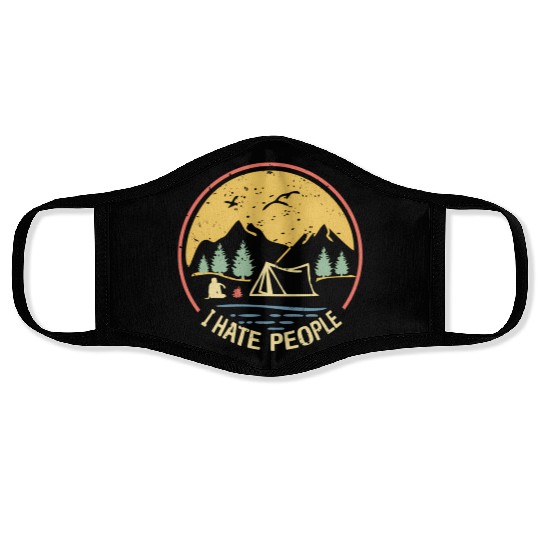 Love Camping I Hate People Hiking Saying Face Masks