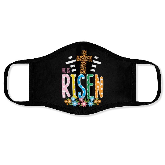 He Is Risen Leopard Cross Easter Jesus Religious Face Masks