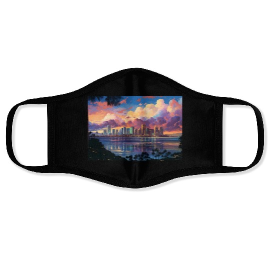 Anime Honolulu A Vibrant Anime Inspired Skyline Face Masks
