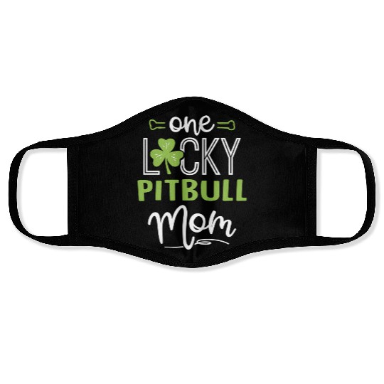 One Lucky Pitbull Dog Mom St Patric Day Face Masks