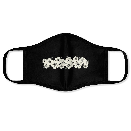 Surfer Style Floral Hibiscus Flower Row 1970S Face Masks