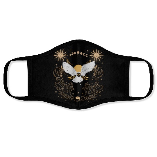 Dark Academia Tarot Card Sun Moon Crystals Owl Face Masks