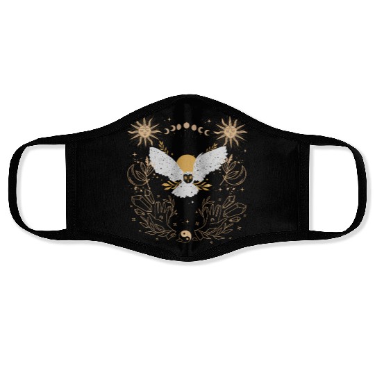 Dark Academia Tarot Card Sun Moon Crystals Owl Face Masks