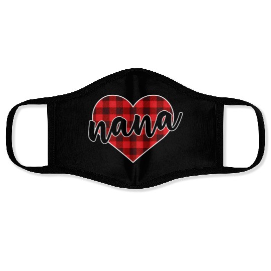 Nana Buffalo Plaid Heart Cozy Winter Pattern Face Masks